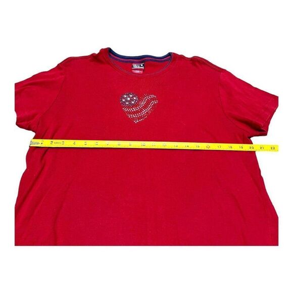Spirit of America Ladies XL Flag Rhinestone Bling Heart Tshirt Fourth of July - Picture 5 of 7